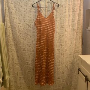 Brown dress white polka dots